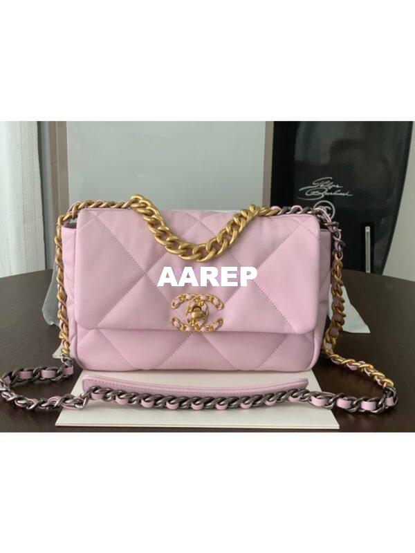 Replica Chanel 19 Small Flap Bag AS1160 Lambskin Light Pink