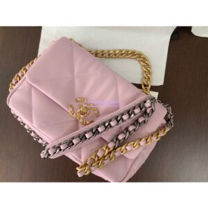 Replica Chanel 19 Small Flap Bag AS1160 Lambskin Light Pink 2