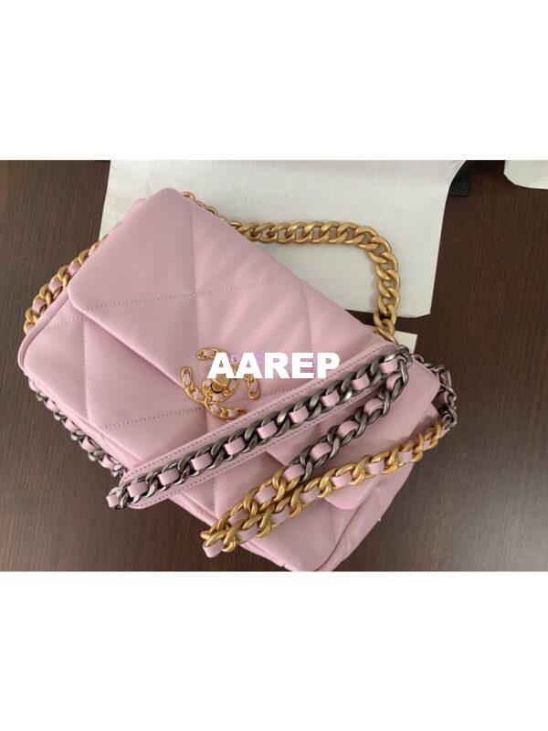 Replica Chanel 19 Small Flap Bag AS1160 Lambskin Light Pink 2
