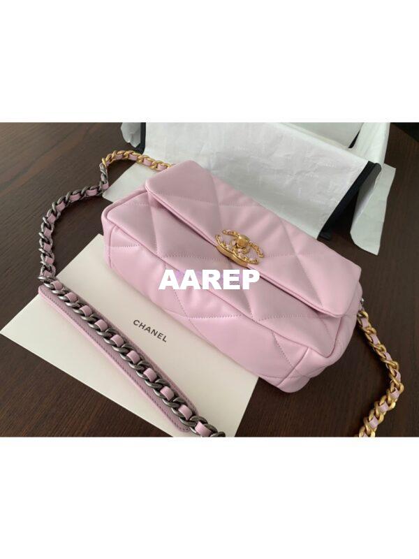 Replica Chanel 19 Small Flap Bag AS1160 Lambskin Light Pink 5
