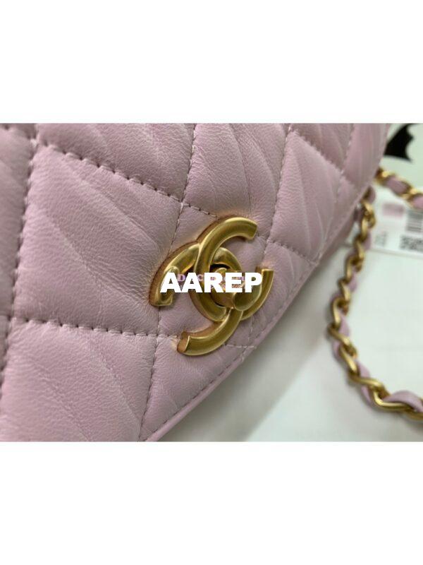 Replica Chanel Mini Flap Crumpled Lambskin Bag With CC Wrapped Top Handle AS2477 Light Pink 5