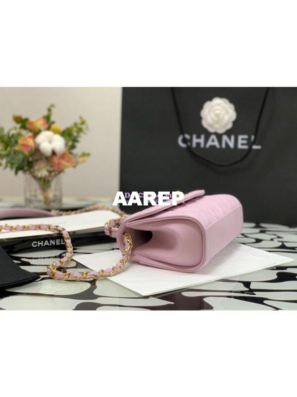Replica Chanel Mini Flap Crumpled Lambskin Bag With CC Wrapped Top Handle AS2477 Light Pink 7