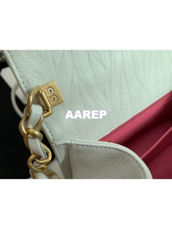 Replica Chanel Mini Flap Crumpled Lambskin Bag With CC Wrapped Top Handle AS2477 White 9