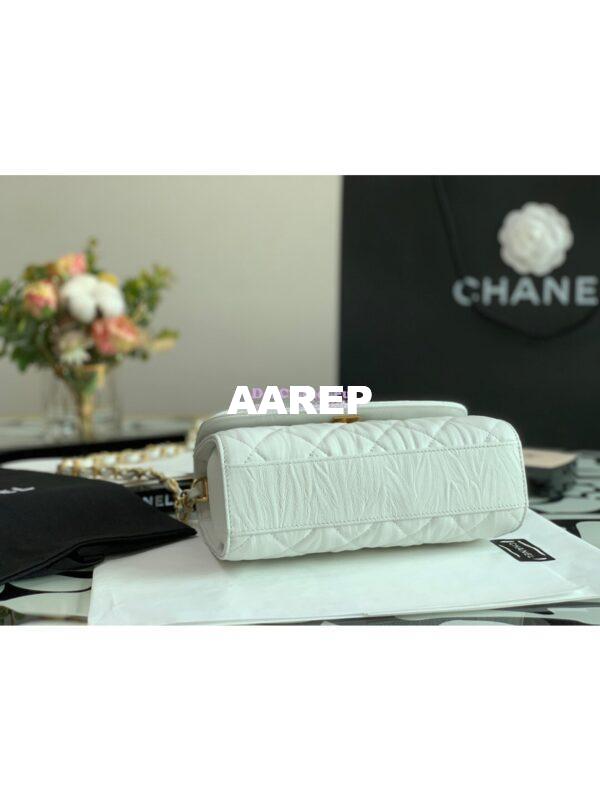 Replica Chanel Mini Flap Crumpled Lambskin Bag With CC Wrapped Top Handle AS2477 White 11