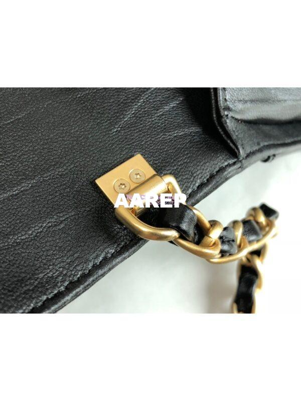 Replica Chanel Mini Flap Crumpled Lambskin Bag With CC Wrapped Top Handle AS2477 Black 8