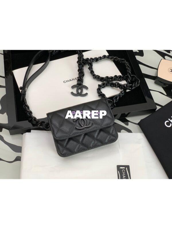 Replica Chanel Grained Calfskin Belt Flap Card Holder AP1955 4