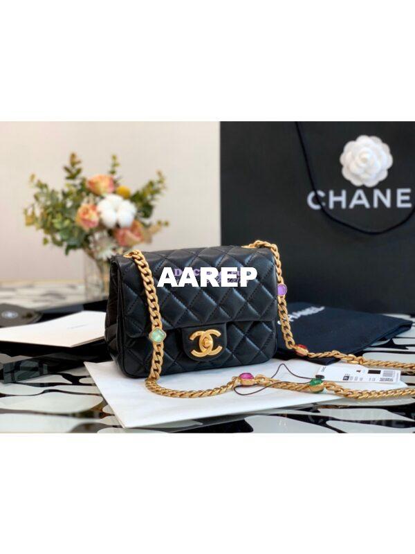 Replica Chanel Mini Square Resin Bag AS2379 Black 3