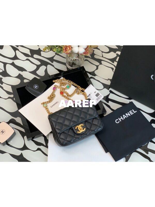 Replica Chanel Mini Square Resin Bag AS2379 Black 4
