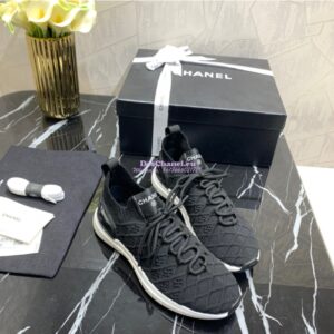 Replica Chanel Low-Top Sneaker Plain Toe Casual Style Blended Fabrics Street Style Black White 2