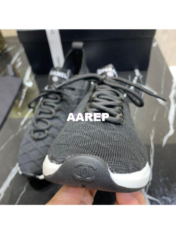 Replica Chanel Low-Top Sneaker Plain Toe Casual Style Blended Fabrics Street Style Black White 5