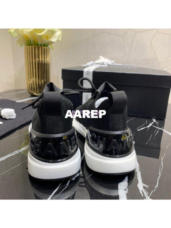Replica Chanel Low-Top Sneaker Plain Toe Casual Style Blended Fabrics Street Style Black White 6