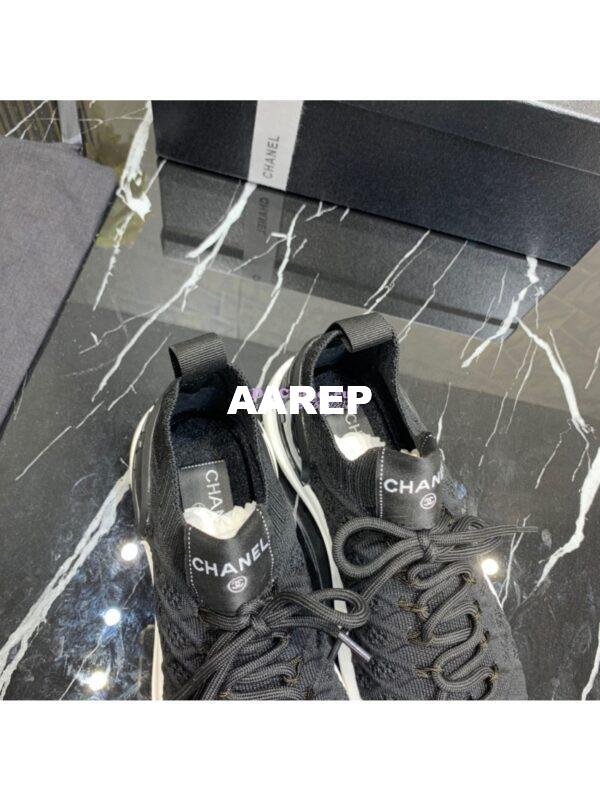 Replica Chanel Low-Top Sneaker Plain Toe Casual Style Blended Fabrics Street Style Black White 7