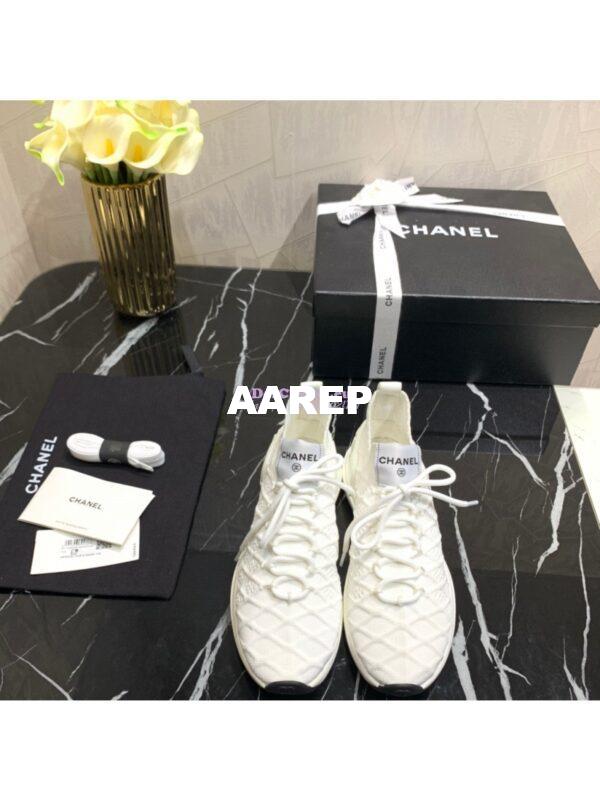 Replica Chanel Low-Top Sneaker Plain Toe Casual Style Blended Fabrics Street Style Black White 9