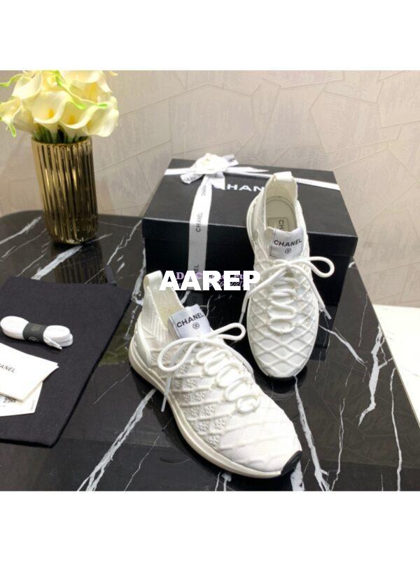 Replica Chanel Low-Top Sneaker Plain Toe Casual Style Blended Fabrics Street Style Black White 10