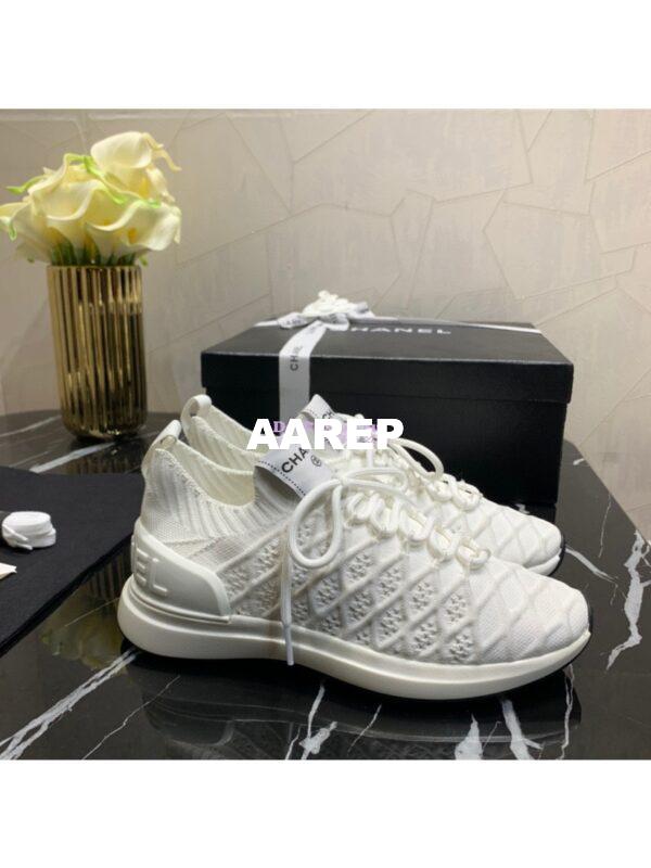Replica Chanel Low-Top Sneaker Plain Toe Casual Style Blended Fabrics Street Style Black White 11