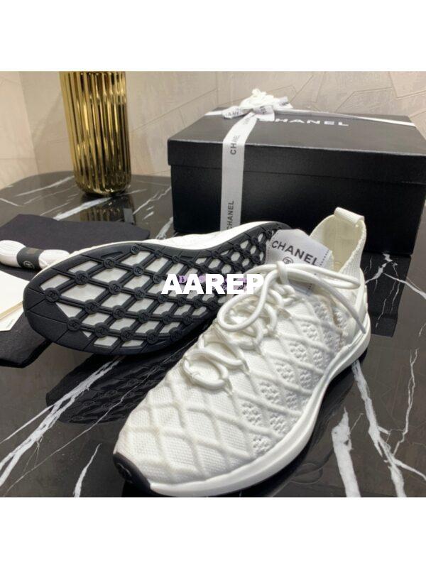 Replica Chanel Low-Top Sneaker Plain Toe Casual Style Blended Fabrics Street Style Black White 14