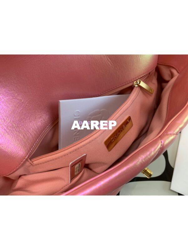 Replica Chanel 19 Flap Bag AS1160 AS1161 Iridescent Calfskin Pink 8