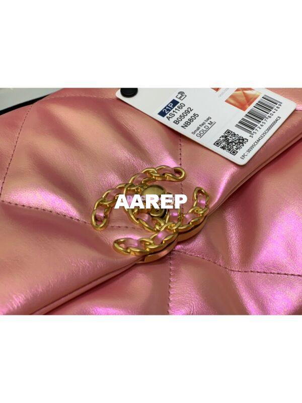 Replica Chanel 19 Flap Bag AS1160 AS1161 Iridescent Calfskin Pink 15
