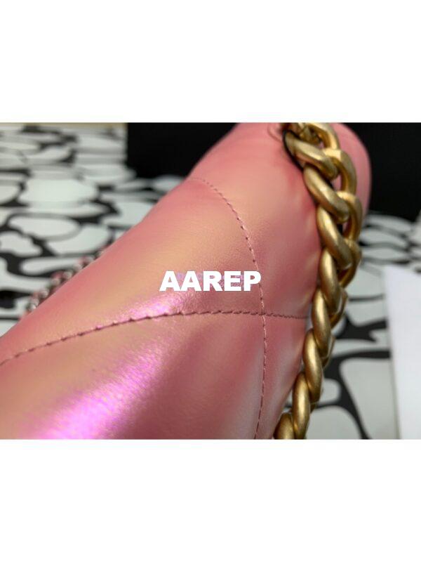 Replica Chanel 19 Flap Bag AS1160 AS1161 Iridescent Calfskin Pink 16