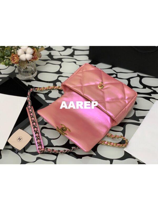 Replica Chanel 19 Flap Bag AS1160 AS1161 Iridescent Calfskin Pink 18