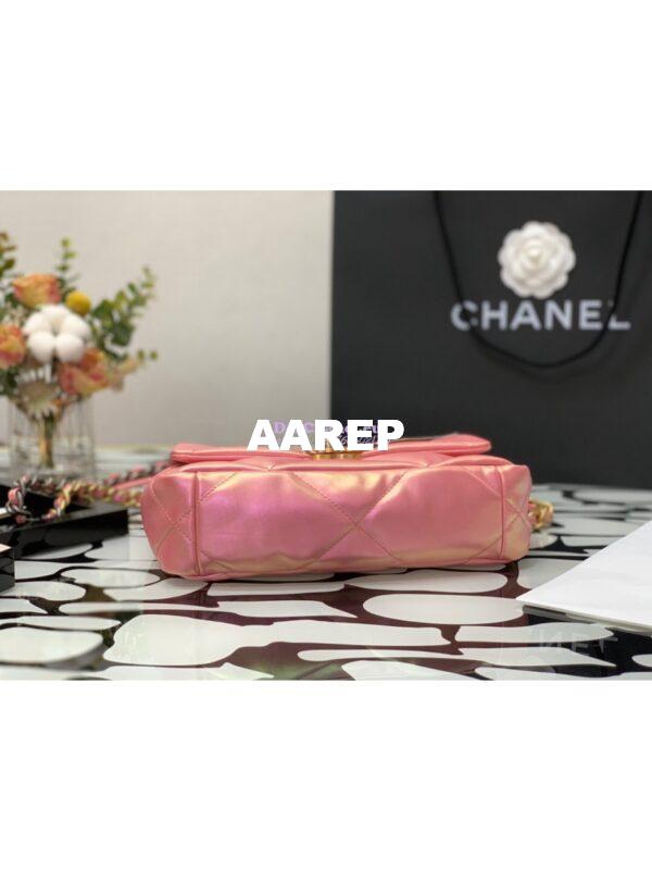 Replica Chanel 19 Flap Bag AS1160 AS1161 Iridescent Calfskin Pink 19