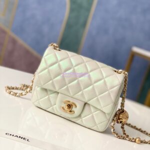 Replica Chanel Lambskin Flap Bag AS1786 Iridescent Ivory 2