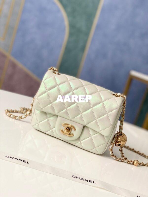 Replica Chanel Lambskin Flap Bag AS1786 Iridescent Ivory 2