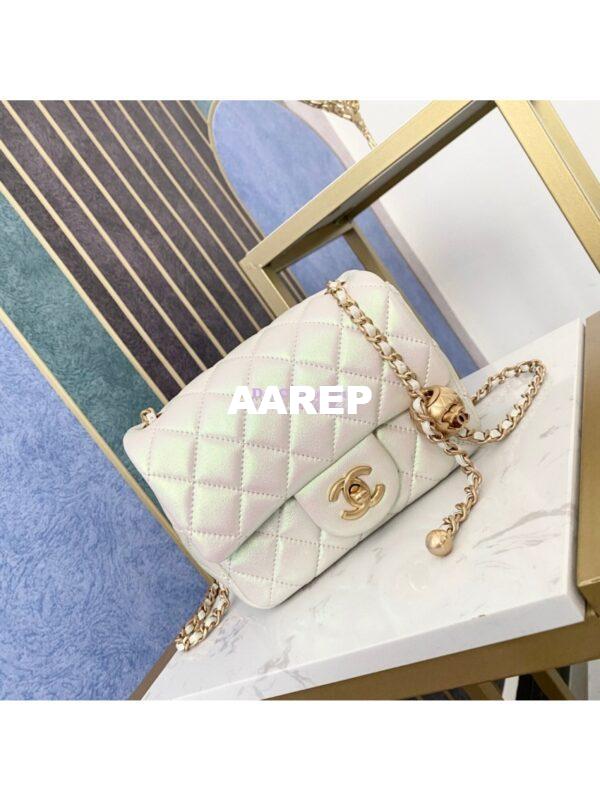 Replica Chanel Lambskin Flap Bag AS1786 Iridescent Ivory 3