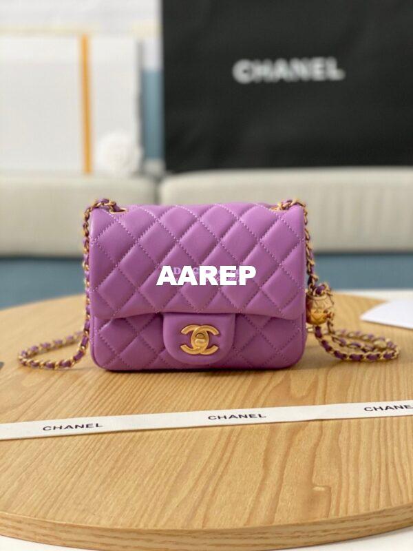 Replica Chanel Lambskin Flap Bag AS1786 Purple