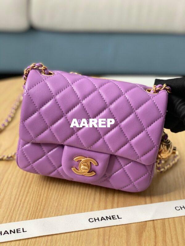 Replica Chanel Lambskin Flap Bag AS1786 Purple 2