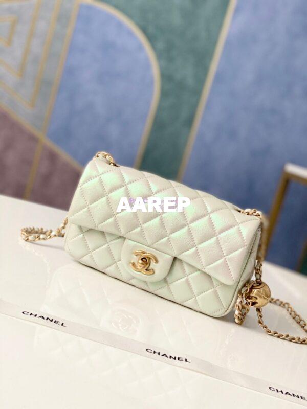 Replica Chanel Lambskin Charm Strap Flap Bag AS1787 Iridescent Ivory