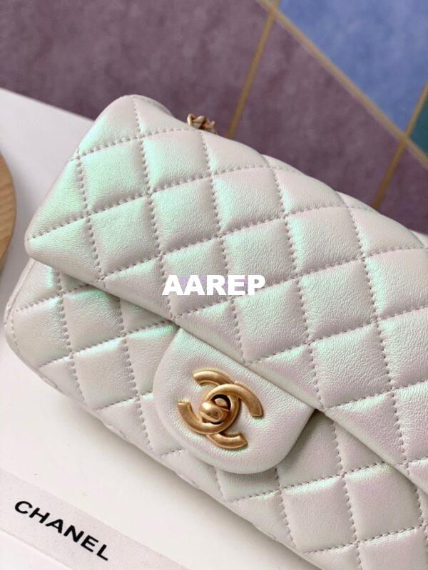Replica Chanel Lambskin Charm Strap Flap Bag AS1787 Iridescent Ivory 3