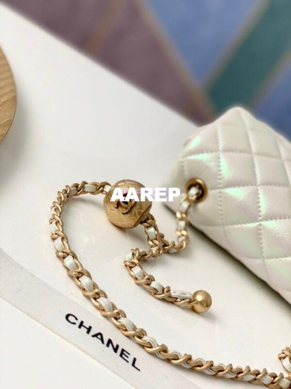 Replica Chanel Lambskin Charm Strap Flap Bag AS1787 Iridescent Ivory 4