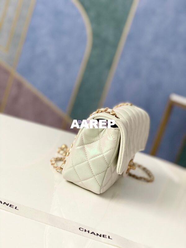 Replica Chanel Lambskin Charm Strap Flap Bag AS1787 Iridescent Ivory 5