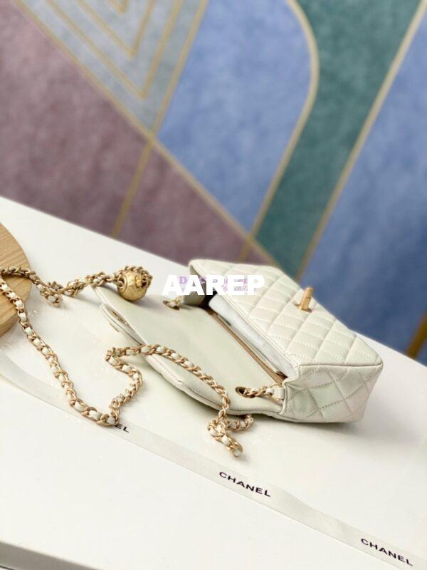 Replica Chanel Lambskin Charm Strap Flap Bag AS1787 Iridescent Ivory 6