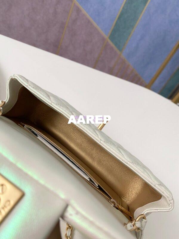 Replica Chanel Lambskin Charm Strap Flap Bag AS1787 Iridescent Ivory 8