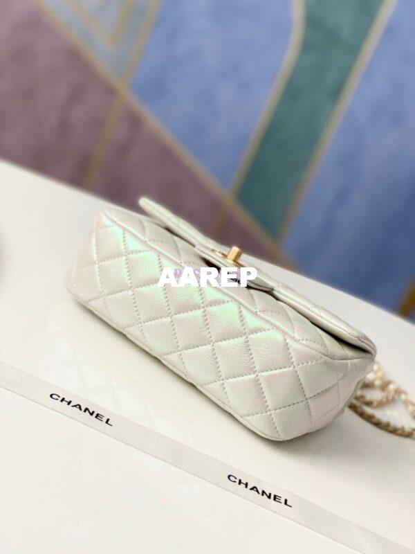Replica Chanel Lambskin Charm Strap Flap Bag AS1787 Iridescent Ivory 10