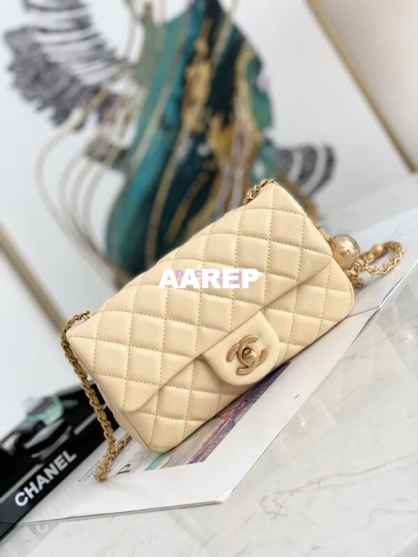 Replica Chanel Lambskin Charm Strap Flap Bag AS1787 Yellow 3