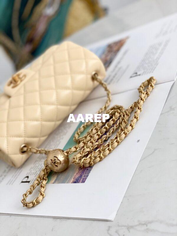 Replica Chanel Lambskin Charm Strap Flap Bag AS1787 Yellow 6