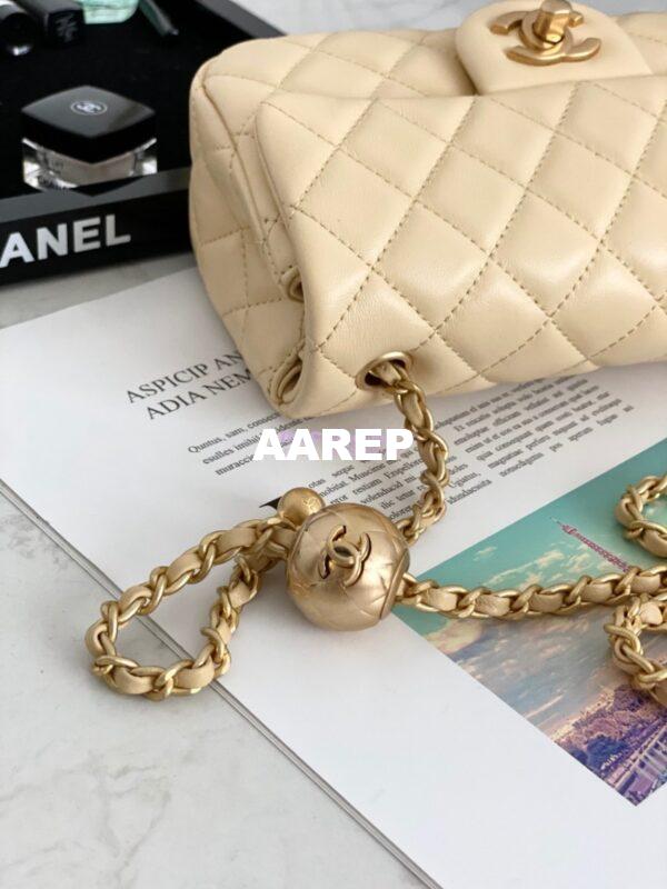 Replica Chanel Lambskin Charm Strap Flap Bag AS1787 Yellow 7