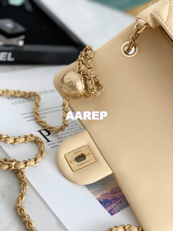 Replica Chanel Lambskin Charm Strap Flap Bag AS1787 Yellow 9