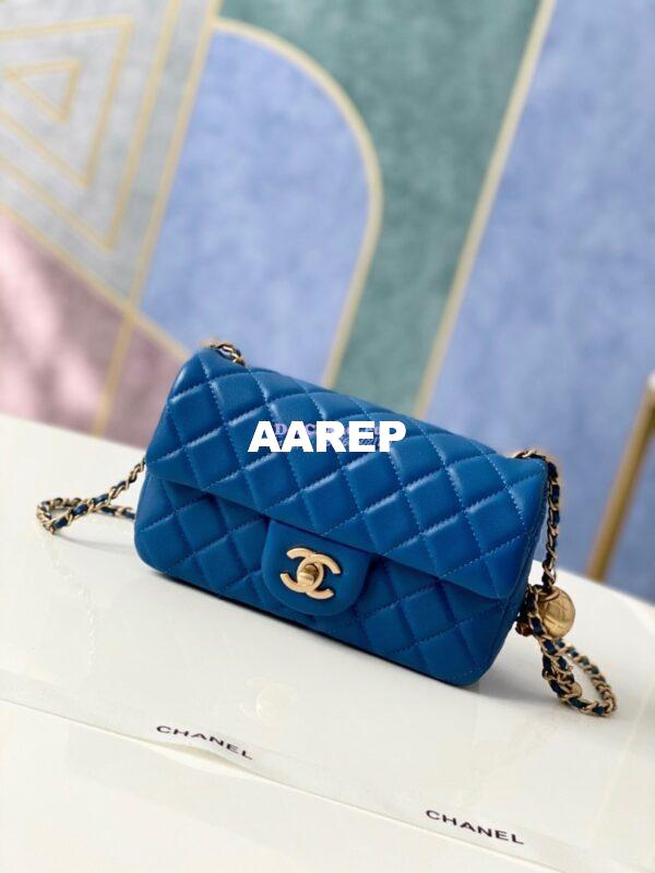 Replica Chanel Lambskin Charm Strap Flap Bag AS1787 Blue 3