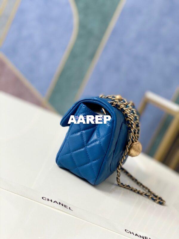 Replica Chanel Lambskin Charm Strap Flap Bag AS1787 Blue 5