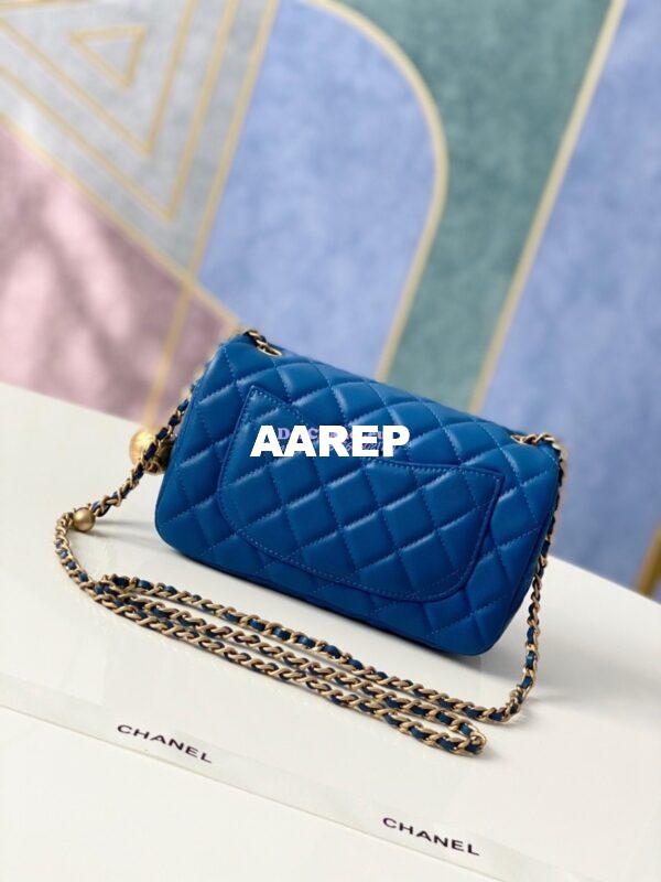 Replica Chanel Lambskin Charm Strap Flap Bag AS1787 Blue 6