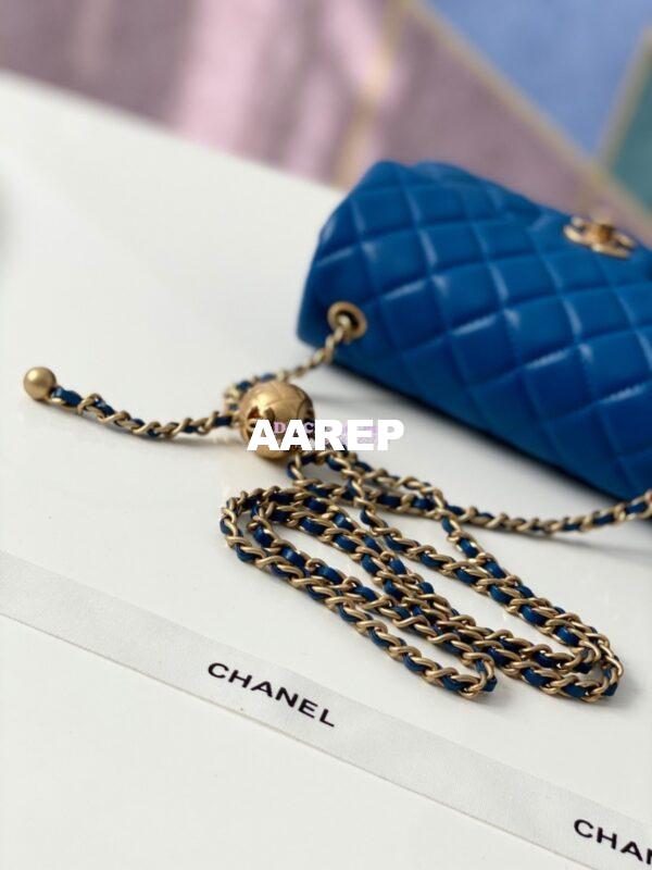 Replica Chanel Lambskin Charm Strap Flap Bag AS1787 Blue 7
