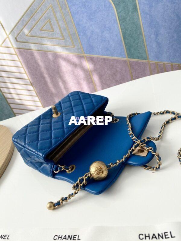 Replica Chanel Lambskin Charm Strap Flap Bag AS1787 Blue 9