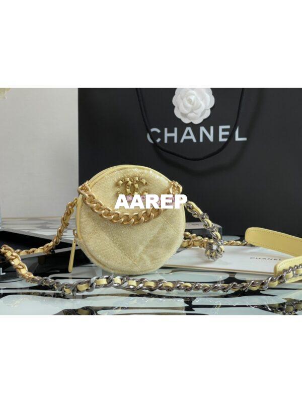 Replica Chanel Sequins 19 Clutch With Chain AP0945 Yellow 4