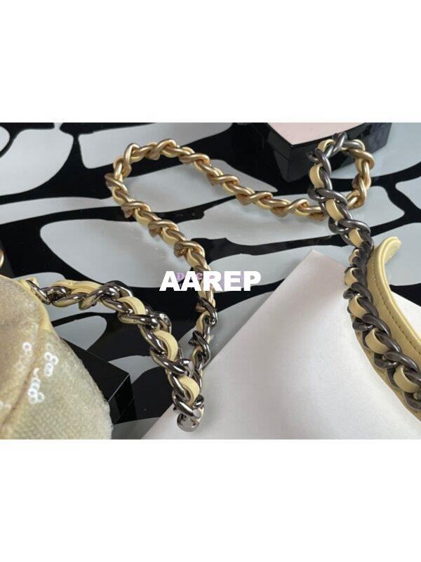 Replica Chanel Sequins 19 Clutch With Chain AP0945 Yellow 8