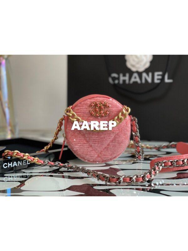 Replica Chanel Sequins 19 Clutch With Chain AP0945 Coral 4