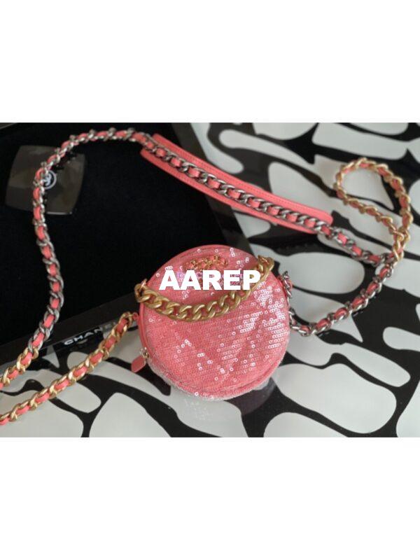 Replica Chanel Sequins 19 Clutch With Chain AP0945 Coral 5